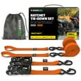 thumbnail image 1 of Rhino USA 1.6" x 8' Heavy Duty Ratchet Tie-Down Set with S Hooks - 5,208lb Break Strength (Orange 2pc), 1 of 7