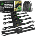 thumbnail image 1 of Rhino USA 1" x 10' Retractable Ratchet Straps 1,209lb Break Strength (Black 4-Pack), 1 of 7
