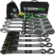 Rhino USA 1" x 15' HD Ratchet Tie-Down Set (4-Pack) - 1,823lb Max Break Strength (4in H, 5 lb)