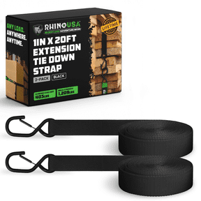 Rhino USA 2 Pack Ratchet Strap Extension 20 FT x 1 Inch with Loops Every 5 FT S-Hook with Safety Clip 1,209 LB Break Strength Cargo Tie Down for Oversized Loads, Boxes, Moving, Hauling