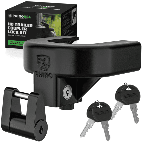 Rhino USA Trailer Hitch Coupler Lock Kit (for 2" Trailer) Heavy Duty Anti-Theft Tongue Locks