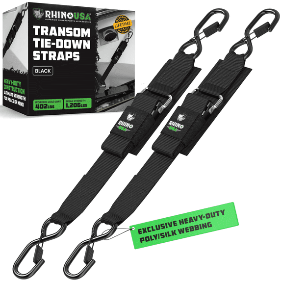 Rhino USA Boat Trailer Straps (2-Pack) - Heavy Duty 2" x 48" Boat Tie Down Straps Adjustable