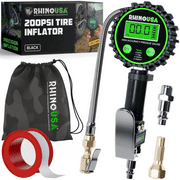 Rhino USA Tire Inflator with Pressure Gauge (0-200 PSI) - ANSI B40.1 Accurate, Large 2" Glow Dial