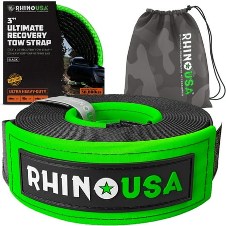 Rhino USA 3" x 30' Ultimate Recovery Tow Strap - 31,518lb Break Strength (6.3 lb)