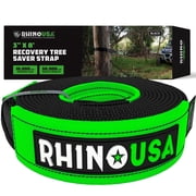 Rhino USA 3" x 8 Tree Saver Tow Strap - 31,518lb Break Strength - Recovery Strap Winch Extension Black