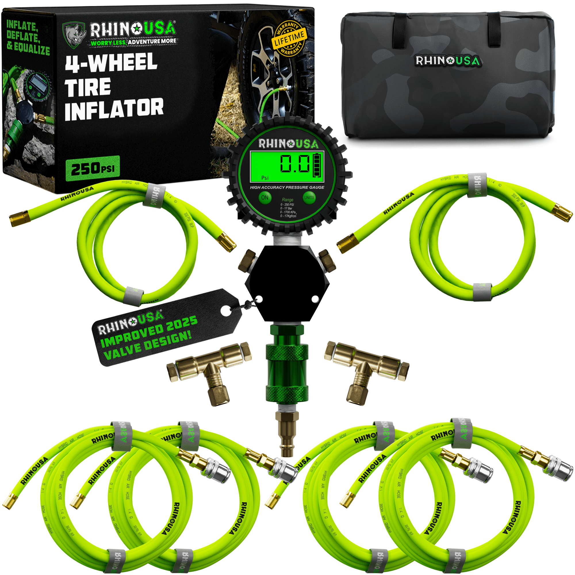 Rhino USA 4 Tire Inflation/Deflation System - Fits up to 155