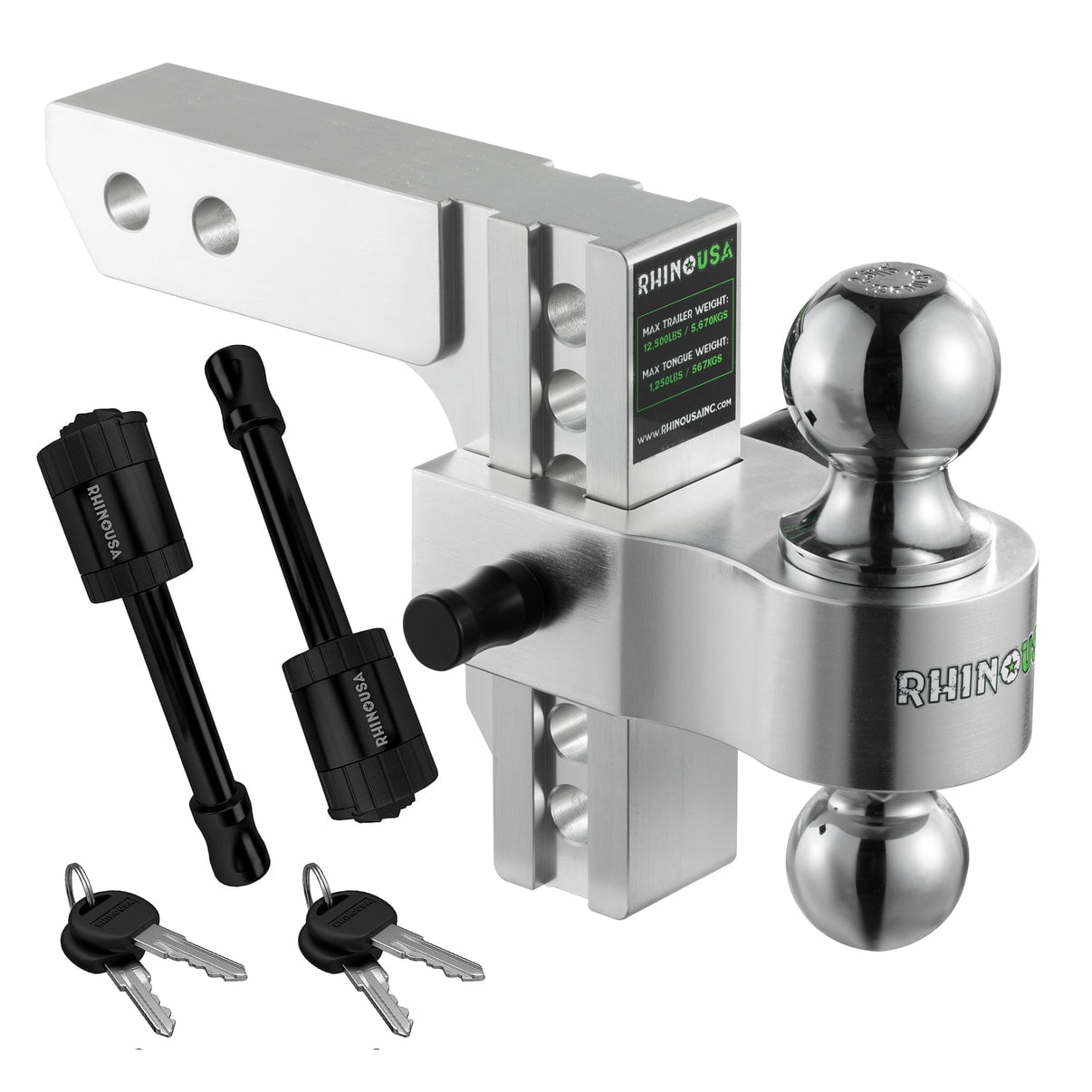 Rhino USA 6" Adjustable Drop Hitch (2" Receivers) Double AntiTheft