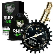 Rhino USA Tire Inflator with Pressure Gauge (0-60 PSI) - ANSI B40.1 Accurate, Large 2" Glow Dial