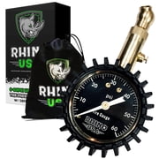 Rhino USA Tire Inflator with Pressure Gauge 0-60 PSI - ANSI B40.1 Accurate, Large 2 Glow Dial