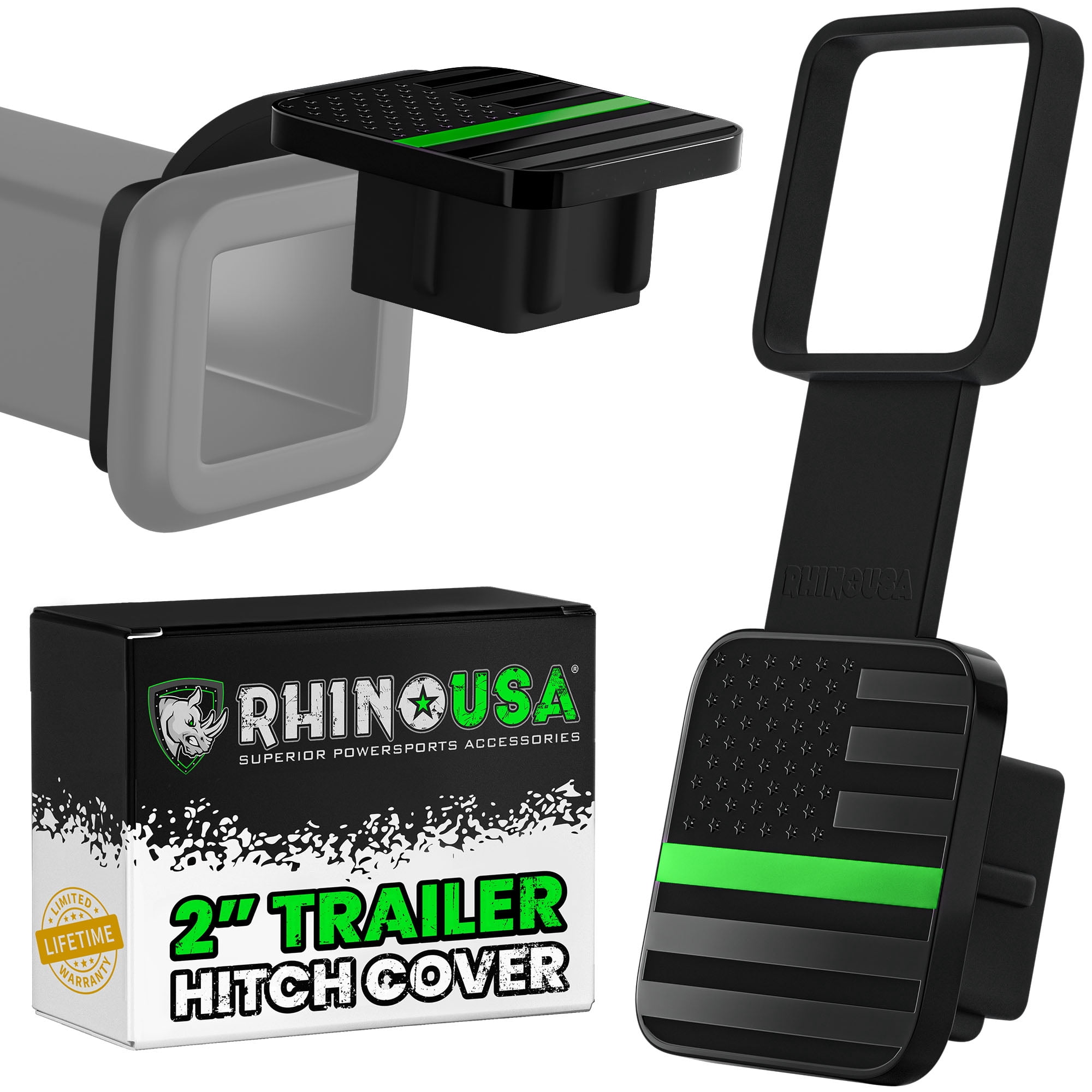 Rhino USA American Flag Trailer Hitch Cover for 2 Inch Receivers - Protects Tow Hitch Covers From Dust, Water, Mud and Snow - Ultimate Hitch Covers for Trucks, Jeep, Tacoma, Ford, GMC & more!