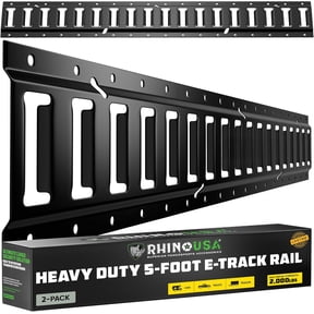 Rhino USA E Track Rail 5' (2 Pack) Used for Trailers, Vans, Garages & More - Ultimate E-Track Rails System for Quick & Easy Cargo Management - Galvanized Steel - Up to 2,000lbs Load Limit