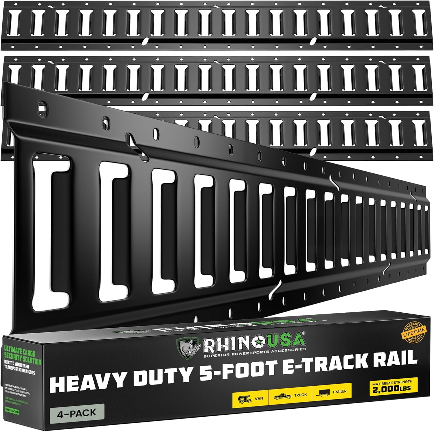 Track Rails In Trailer Rhino USA E Track Rail 5' (4 Pack) Used for Trailers, Vans, Garages ...
