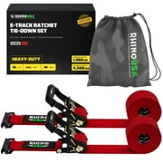 Rhino USA E Track Ratchet Tie Down Straps (4,500lb Break Strength) - w/ (2) Premium 2" x 16' eTrack Tie Down
