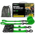 thumbnail image 1 of Rhino USA Heavy Duty 1.6" x 8' Ratchet Strap with Safety S Hooks - 5,208lb Break Strength, Green 2pc, 1 of 7
