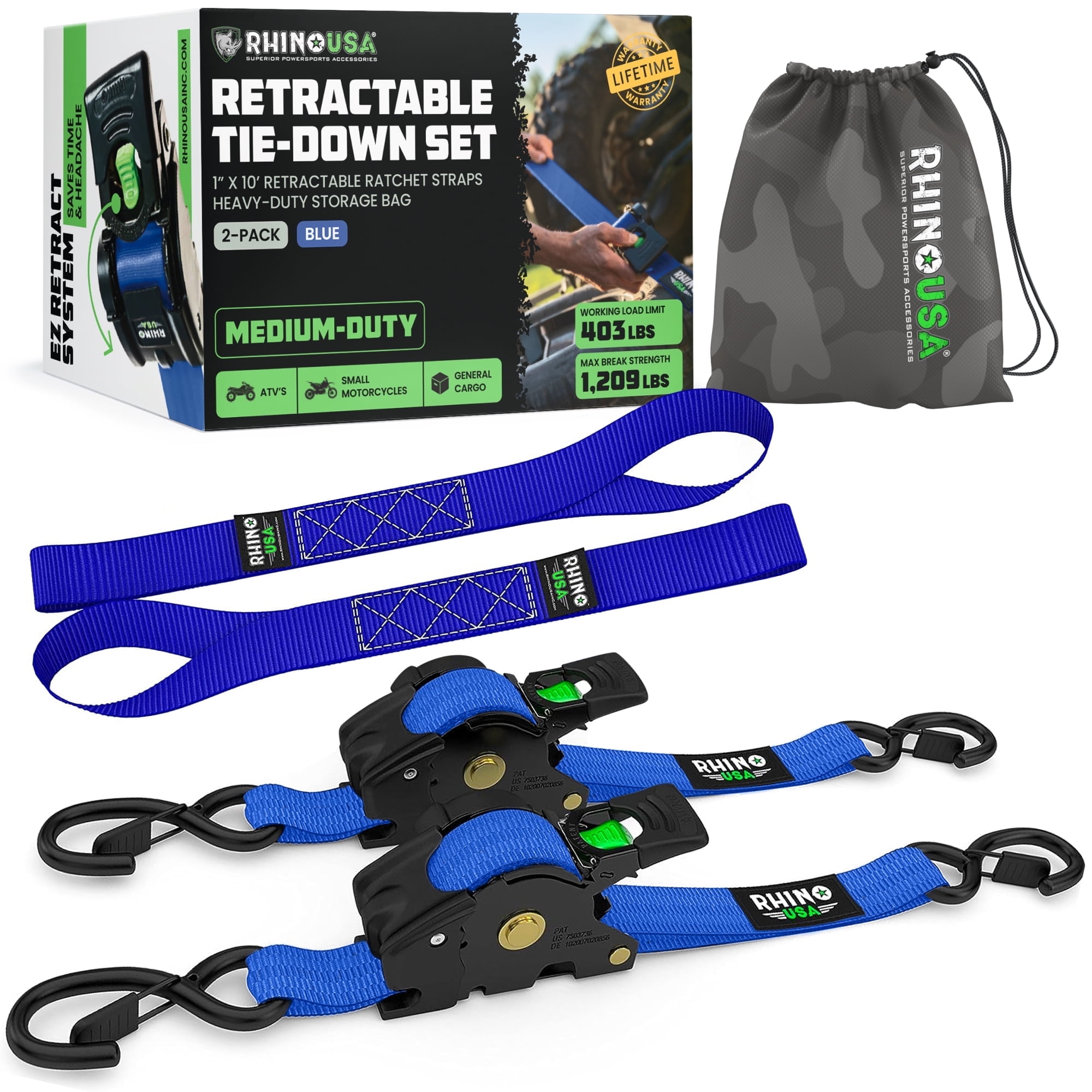 Walmart promo code:  Rhino USA Heavy Duty 1" x 10' Retractable Ratchet Straps 1,209lb Break Strength (Blue 2-Pack)