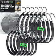 Rhino USA Rubber Bungee Cords w/ Adjustable Hooks 12pc Weatherproof Straps 185 lbs Load Capacity