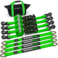thumbnail image 1 of Rhino USA Car Tie Down Straps for Trailers w/ J Hooks - 2" x 8' (10,000lb Break Strength) 4pc Green, 1 of 7
