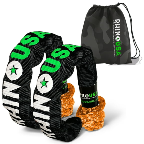 Rhino USA Synthetic Soft Shackle Rope (2-Pack) - 3/8 Inch x 22 Inch (31,400lb Min Break Strength) Offroad Soft Shackle Recovery Kit for Truck, UTV, ATV - Compatible with Jeep, Toyota, Ford & More!