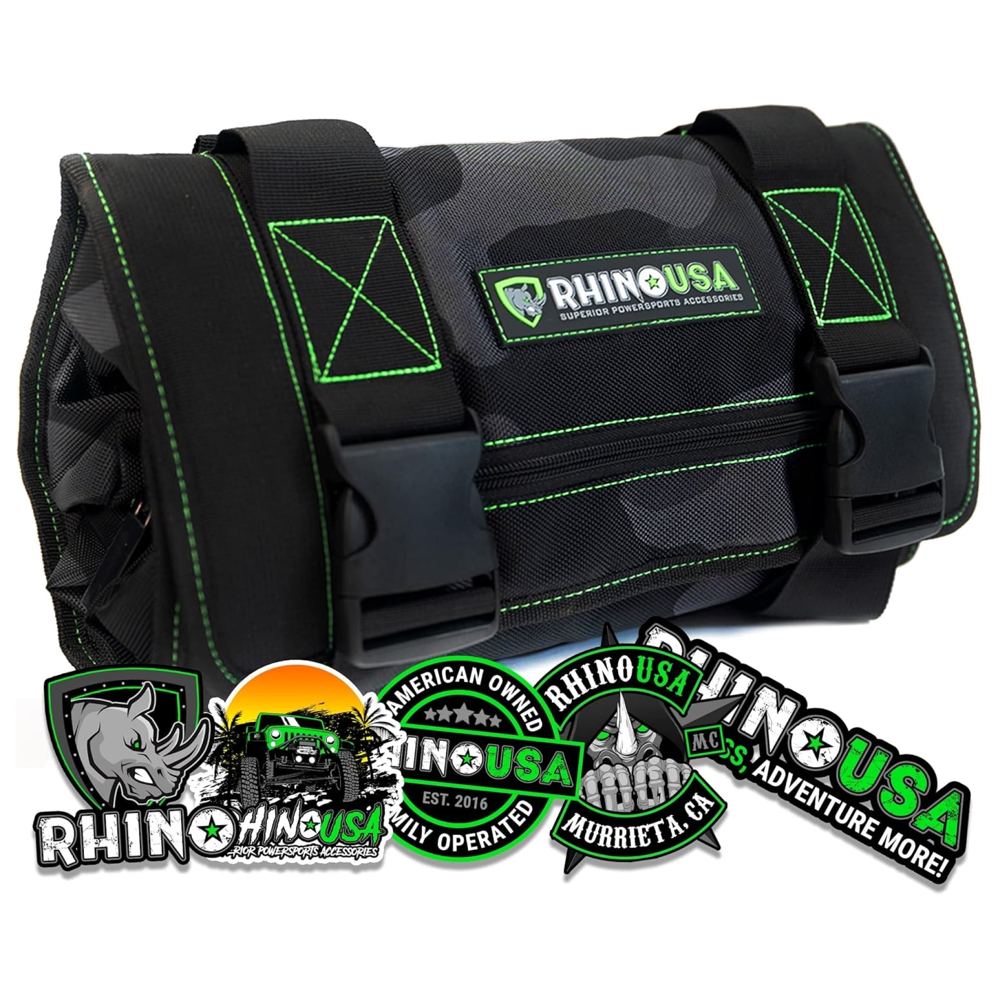 Rhino USA Tool Bag Roll - Heavy Duty Canvas Organizer Pouch for Tools - w/ Labeled & Removable Pouch