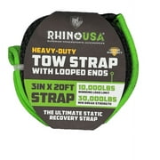 Rhino USA Tow Strap 3in x 20ft, 1 Count per Pack   Heavy Duty Recovery Strap for Towing