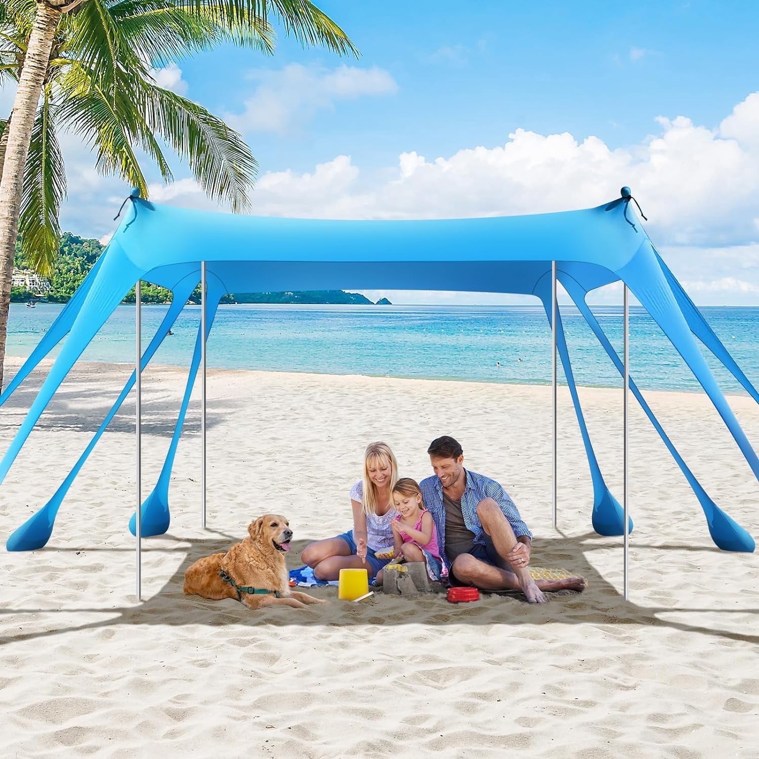 Rhino Valley Beach Tent, UPF50+ Sun Shelter, Stable with Sandbags