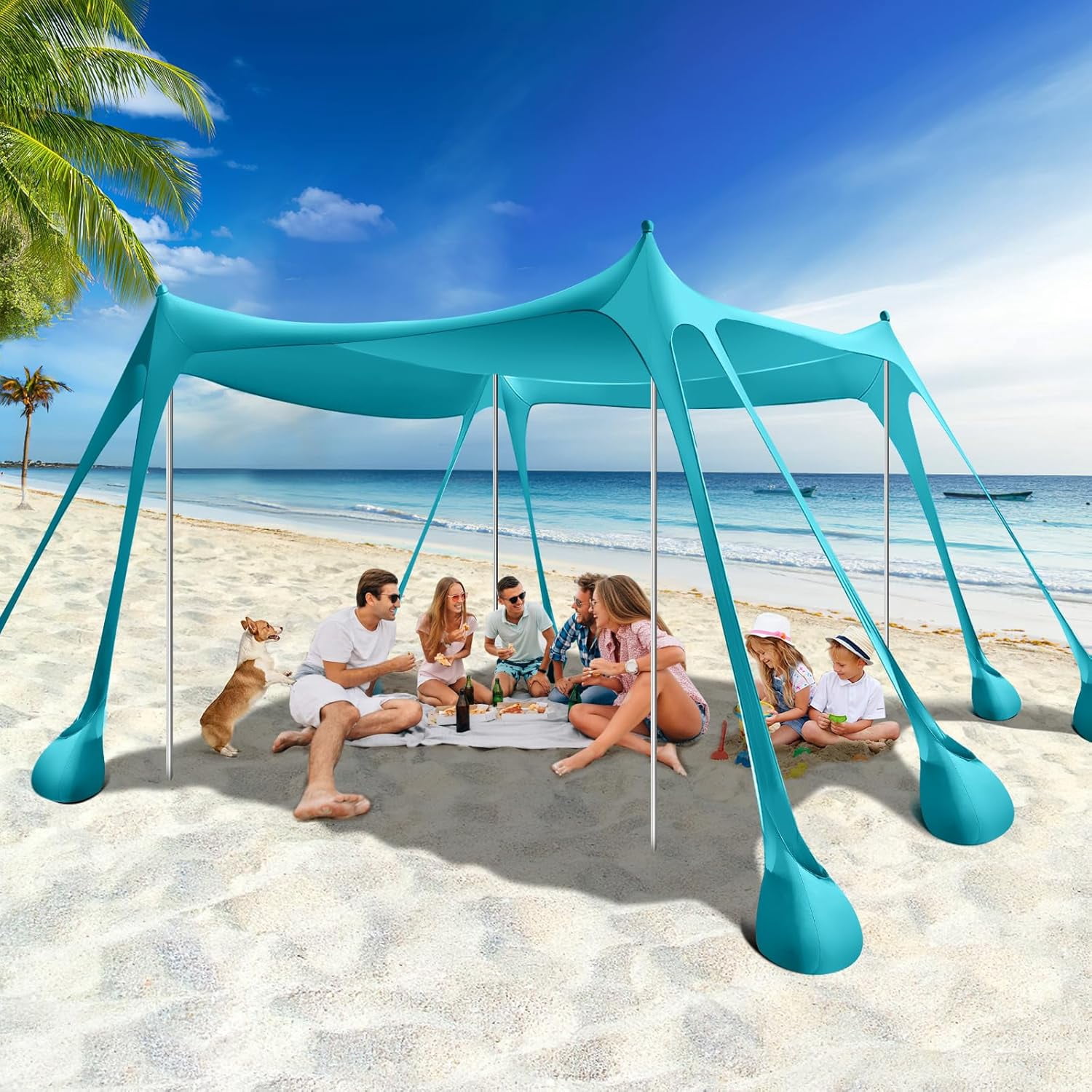 Rhino Valley, Beach Tent Sun Shelter, UPF 50+, 10'x10', Blue
