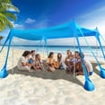 thumbnail image 1 of Rhino Valley Beach Tent Sun Shelter, Beach Canopy Tent Sun Shade UPF50+ Protection with 8 Sandbags 4 Stability Poles, Outdoor Beach Shade Canopy for Beach, Camping, Fishing, 10 * 13FT, Sky Blue, 1 of 9