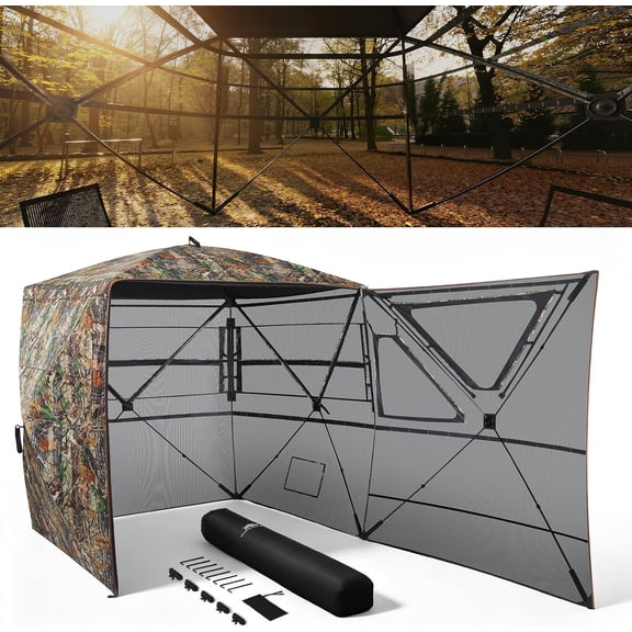 Rhino Valley Hunting Blind 360° See Through, 2/3/4/5 Person Pop Up Portable