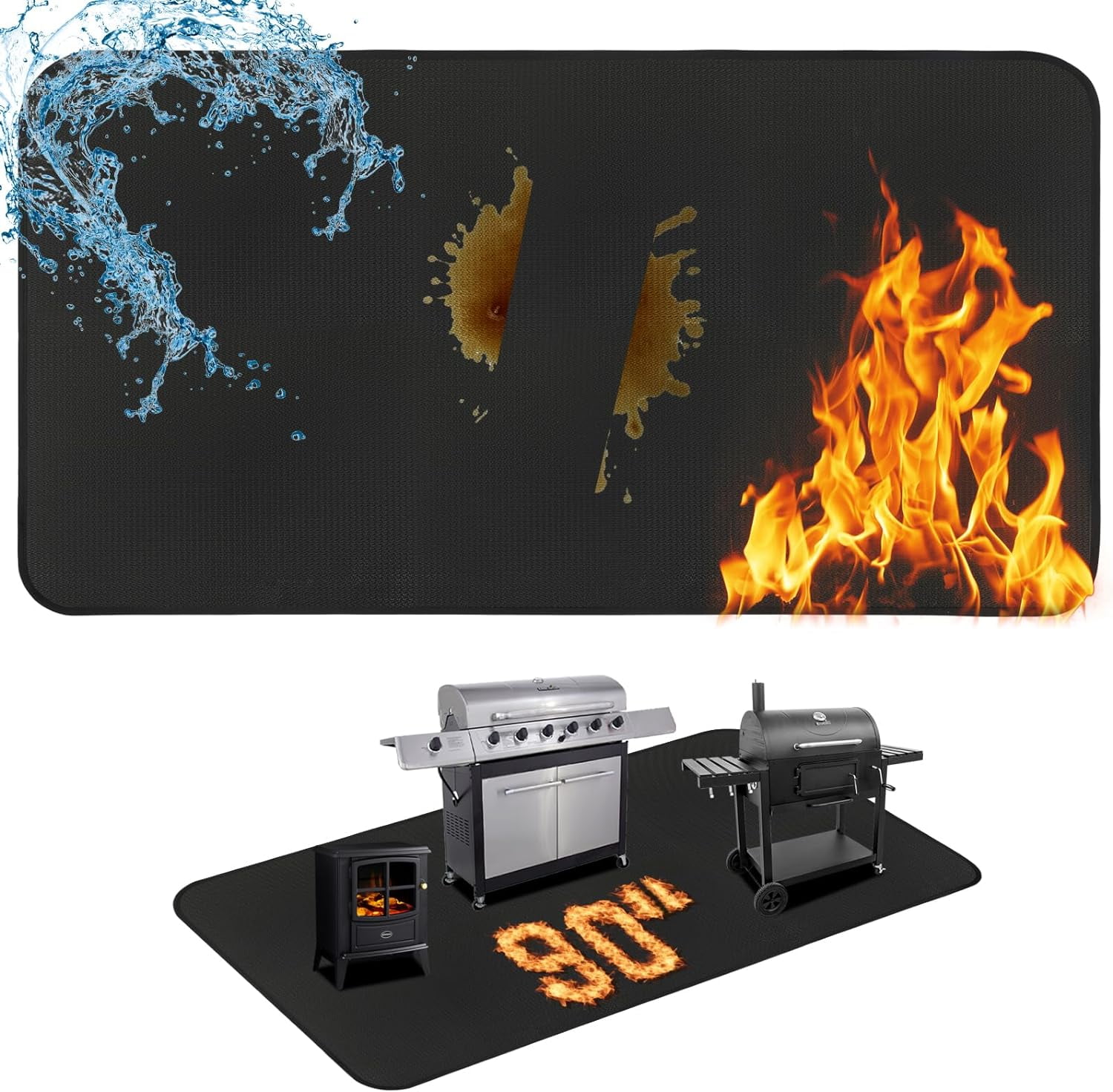 Rhino Valley Large Under Grill Mat, 90''x48'' Grill Mats for Outdoor