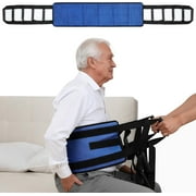 Rhino Valley Transfer Sling, Gait Belt with 10 Padded Handles, Non-Slip Nursing Transfer Belt, Safety Standing and Lifting Aid for Disabled, Elderly, Seniors, Injured, Blue+Black