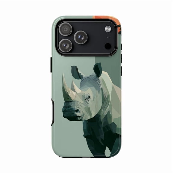 Rhino Vector Geometry Gray Green with iPhone 17 to 11 Pro Max H01383