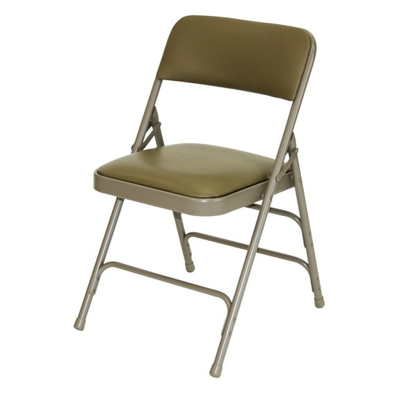Rhino Vinyl Padded Metal Folding w/Triple Brace Quad Hinge Chair - Beige