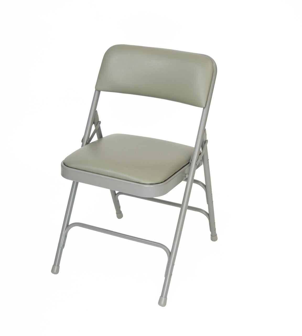Rhino Vinyl Padded Metal Folding w/Triple Brace Quad Hinge Chair - Grey