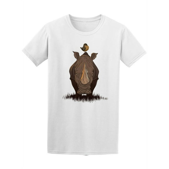 Rhino With Bird T-Shirt Men -Image by Shutterstock, Male x-Large