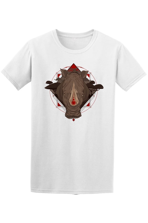 Rhino With Sacred Geometry T-Shirt Men -Image by Shutterstock, Male XX-Large