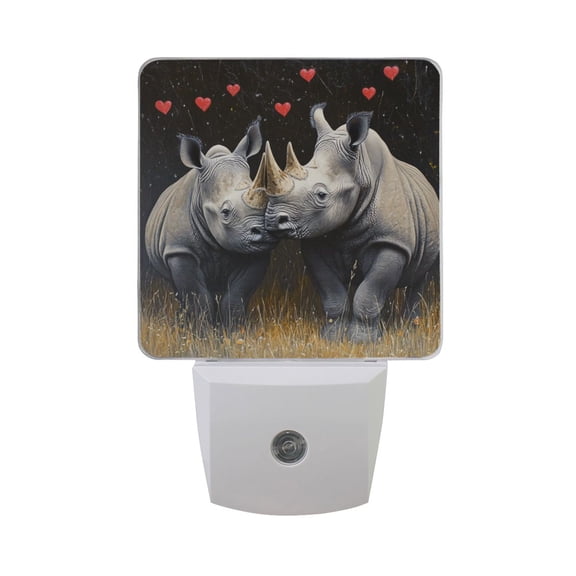 Rhino in Love LED Night Light with Smart Sensor Plug Into Wall Dusk to Dawn 2 packs