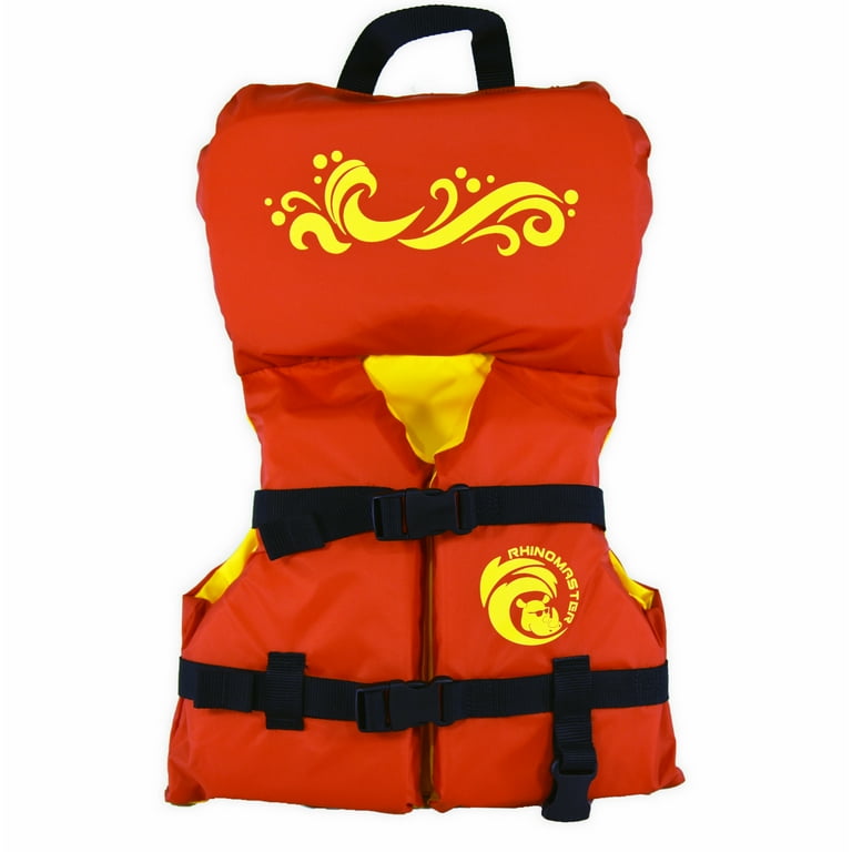 RhinoMaster Infant Life Vest Red with 210D Nylon Fabric PE Foam 1 in Webbing USCG Approved Type II