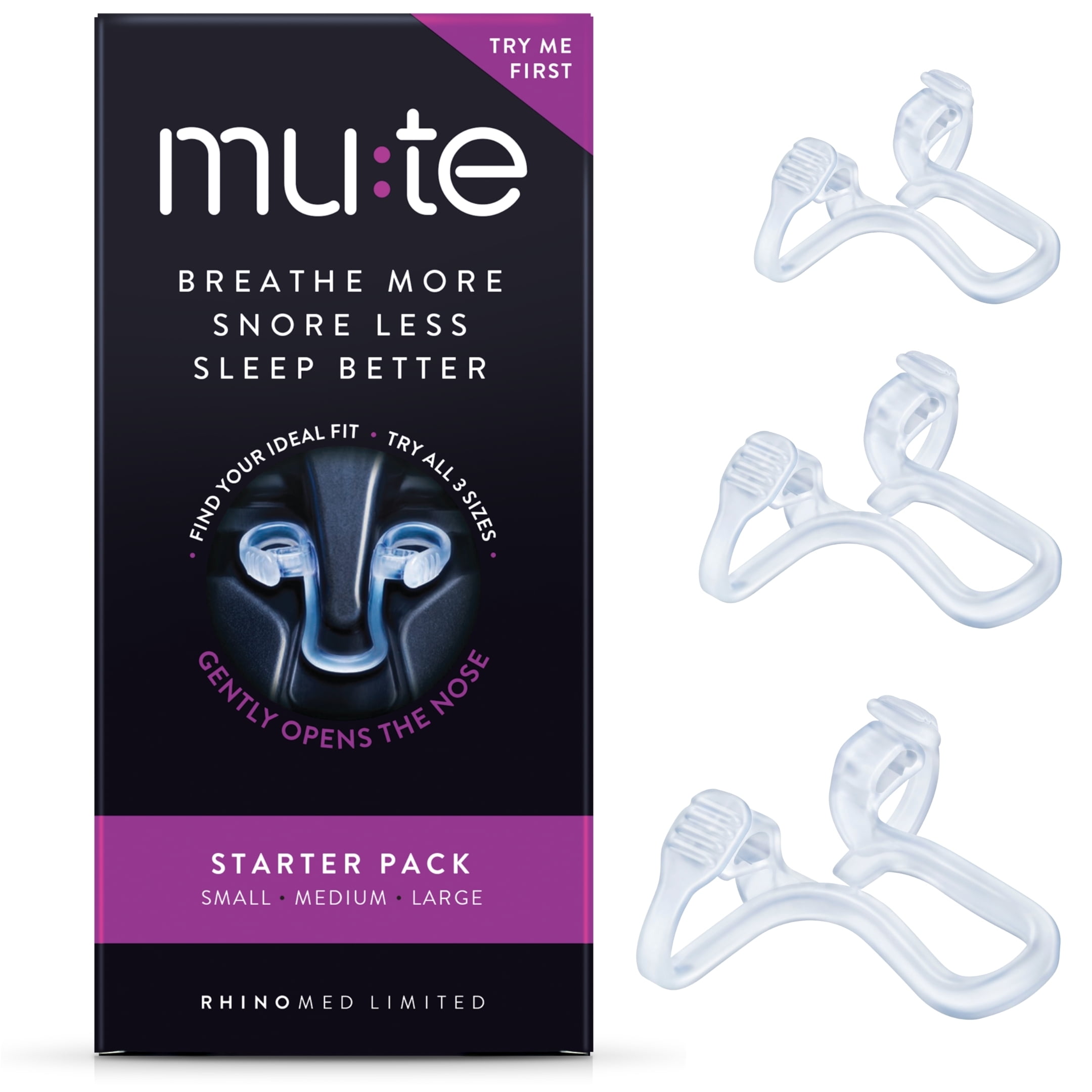 Mute Snoring Nasal Dilator | Starter Pack | Snore Less & Sleep Better | Nasal Strip Alternative | Comfortable Breathing Aids for Better Sleep & Improved Airflow