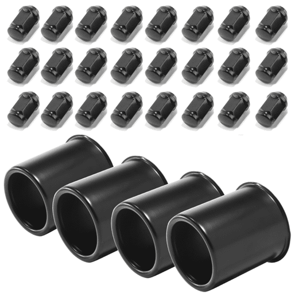 RhinoTuning 24pcs 1/2-20 Lug Nuts and 3.19" stainless boat trailer Opened End PUSH-THRU HUB CENTER CAP For Travel Trailer Camper RV 4pcs