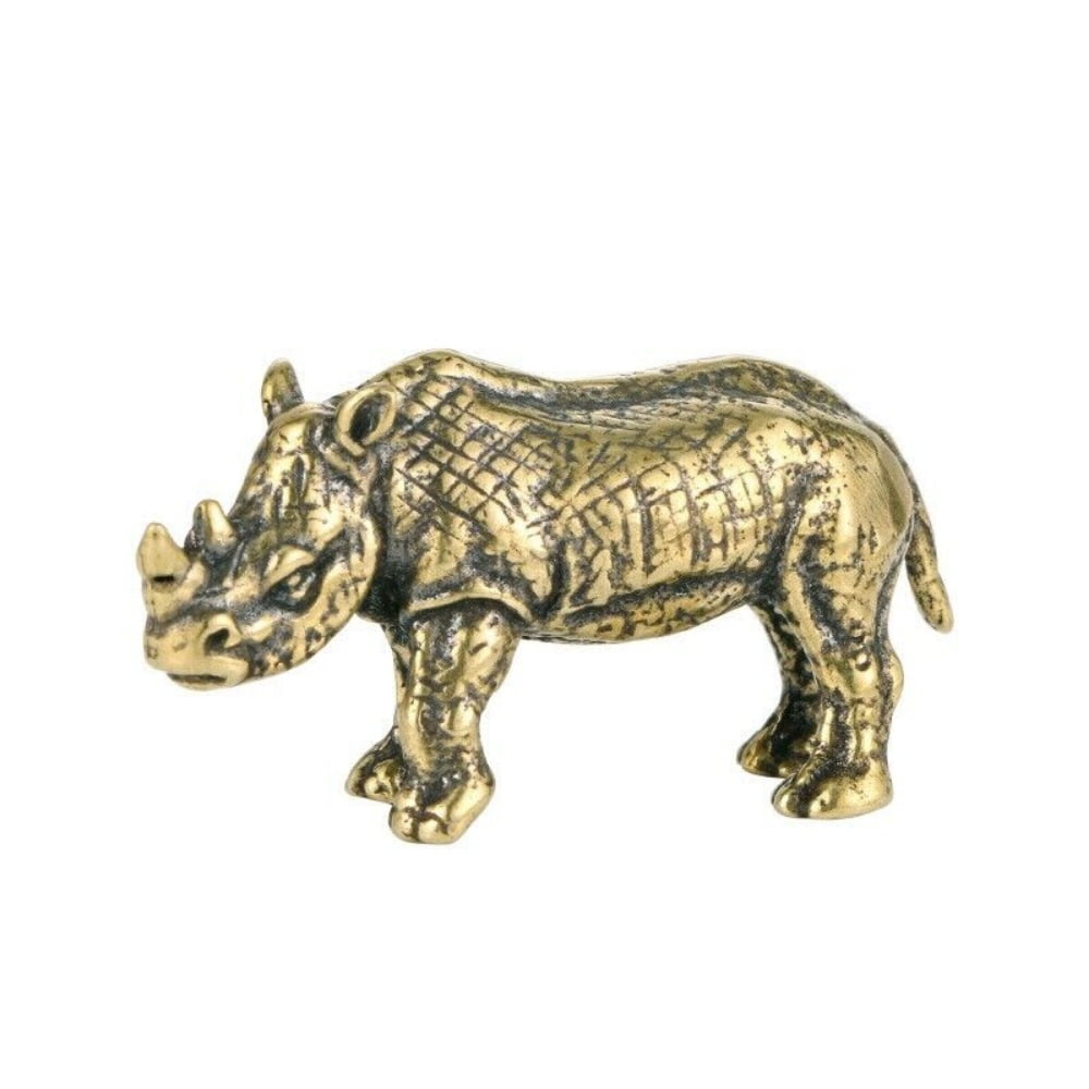 Figurine de rhinocéros en laiton à collectionner fait main ornement