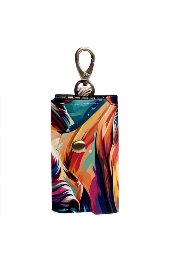 Rhinoceros Car Key Case Key Holder Key Organizer with 6 Hooks and Side Pockets - Unisex Printed Key Holder