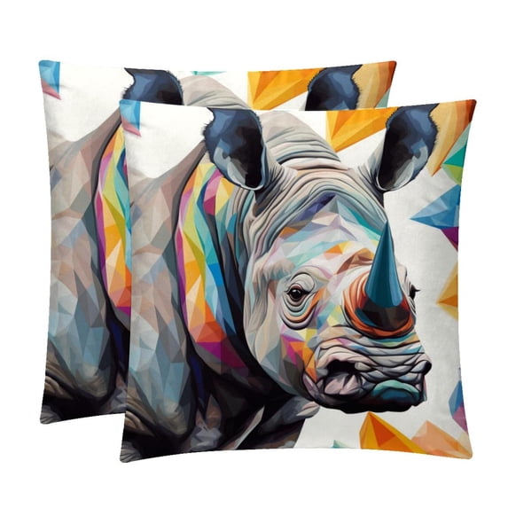 Rhinoceros Covers Throw Pillow Set - 2 Pack Throw Pillow Inserts Included - Unique Patterns - 16x16, 18x18, 20x20 Inches for Home Decor - Throw Pillow - Decorative Pillows