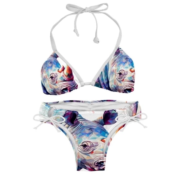 Rhinoceros Detachable Sponge Adjustable Strap Bikini Set 2-Pack for Various Scenes