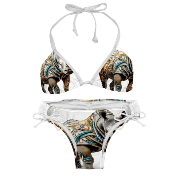 Rhinoceros Detachable Sponge Adjustable Strap Bikini Set Swimsuit Two-Pack Swimming Suits - Beach Vacation Swimwear