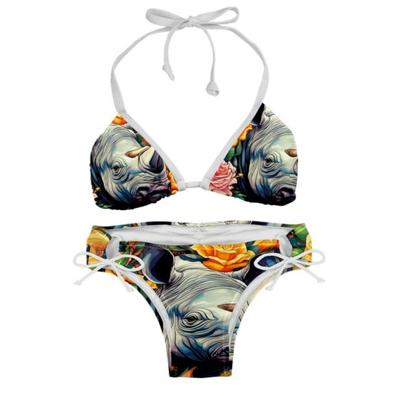 Rhinoceros Detachable Sponge, Adjustable Strap, Bikini Set Two-Pack Swim Suit – Beach, Pool, Vacation