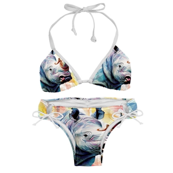 Rhinoceros Detachable Sponge Adjustable Strap Bikini Set Two-Pack Swim Suits for WomenToolStrip with applicable scenes
