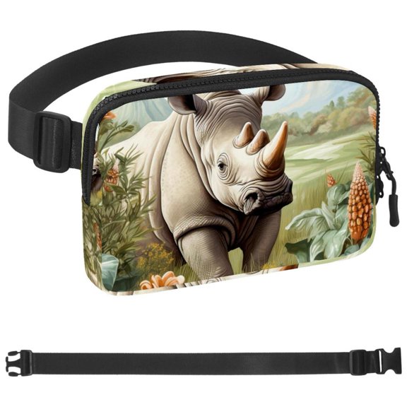 Rhinoceros Fanny Pack for Men Women, Crossbody Waist Bag Pack, Belt Bag for Travel Walking Running Hiking Cycling, Easy Carry Any Phone, Wallet