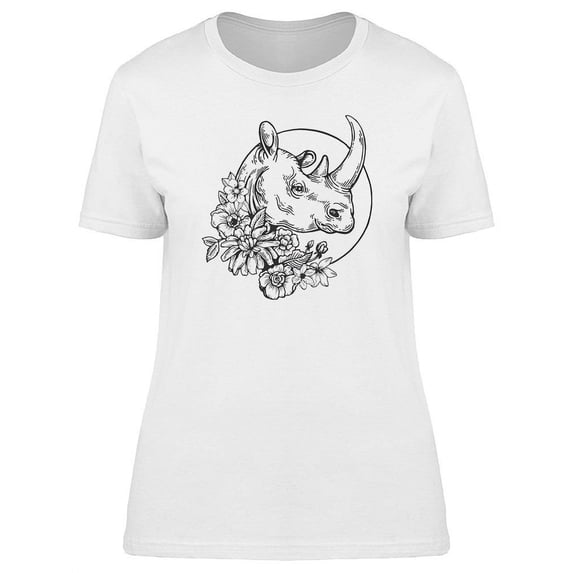 Rhinoceros Flower Wreath T-Shirt Women -Image by Shutterstock, Female Large