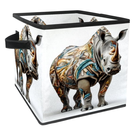 Rhinoceros Foldable Cube Organizer with Handle, 10.8"x10.5"x10.6", Large Capacity Storage Bin, Organizer Bins, Storage Baskets