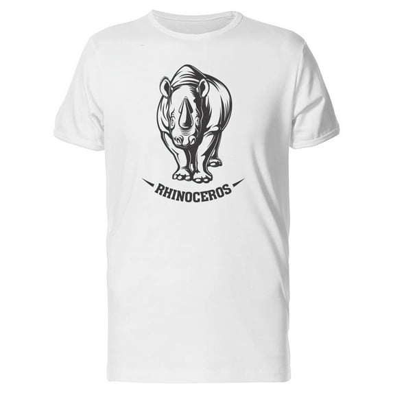 Rhinoceros Front View B&W T-Shirt Men -Image by Shutterstock, Male 3X-Large
